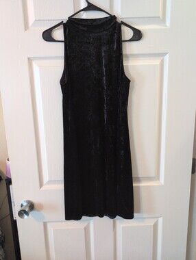 Black Velvet Sleeveless Shift Dress - Brand Unknown